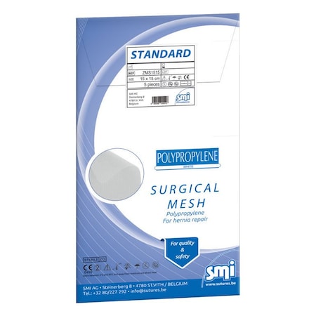 Smi Surgical Polypropylene Hernia Mesh, Vet Use Only, 15cm x 15cm, Sterile, Non-Absorbable ZMS1515